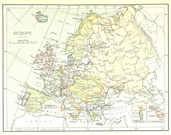 Old Map of Europe A map of Europe.
