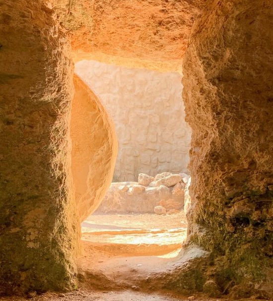 Jesus' open tomb Jesus' open tomb as the stone was rolled away and He rose from the dead on the third day after His crucifixion.